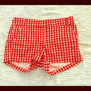 J CREW RED APPLE SHORTS SIZE 4